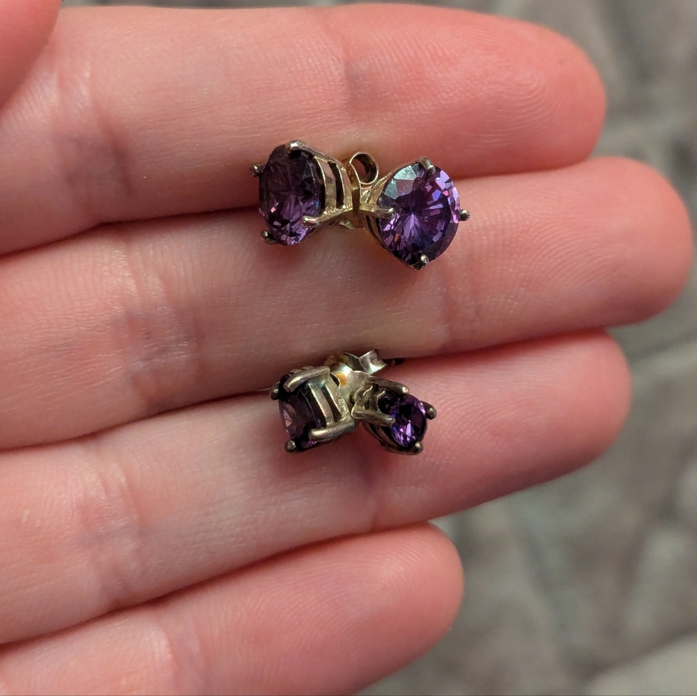 Purple gem earrings